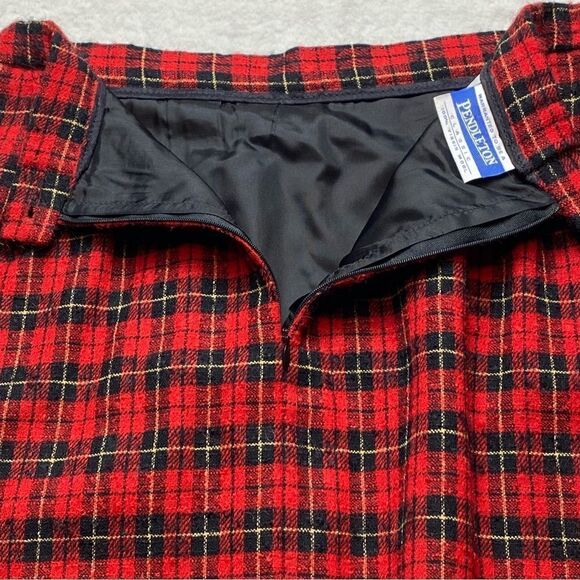Pendleton Vintage 100% Wool Red, Black and Yellow Plaid A Line Skirt Size 12 - Picture 9 of 12